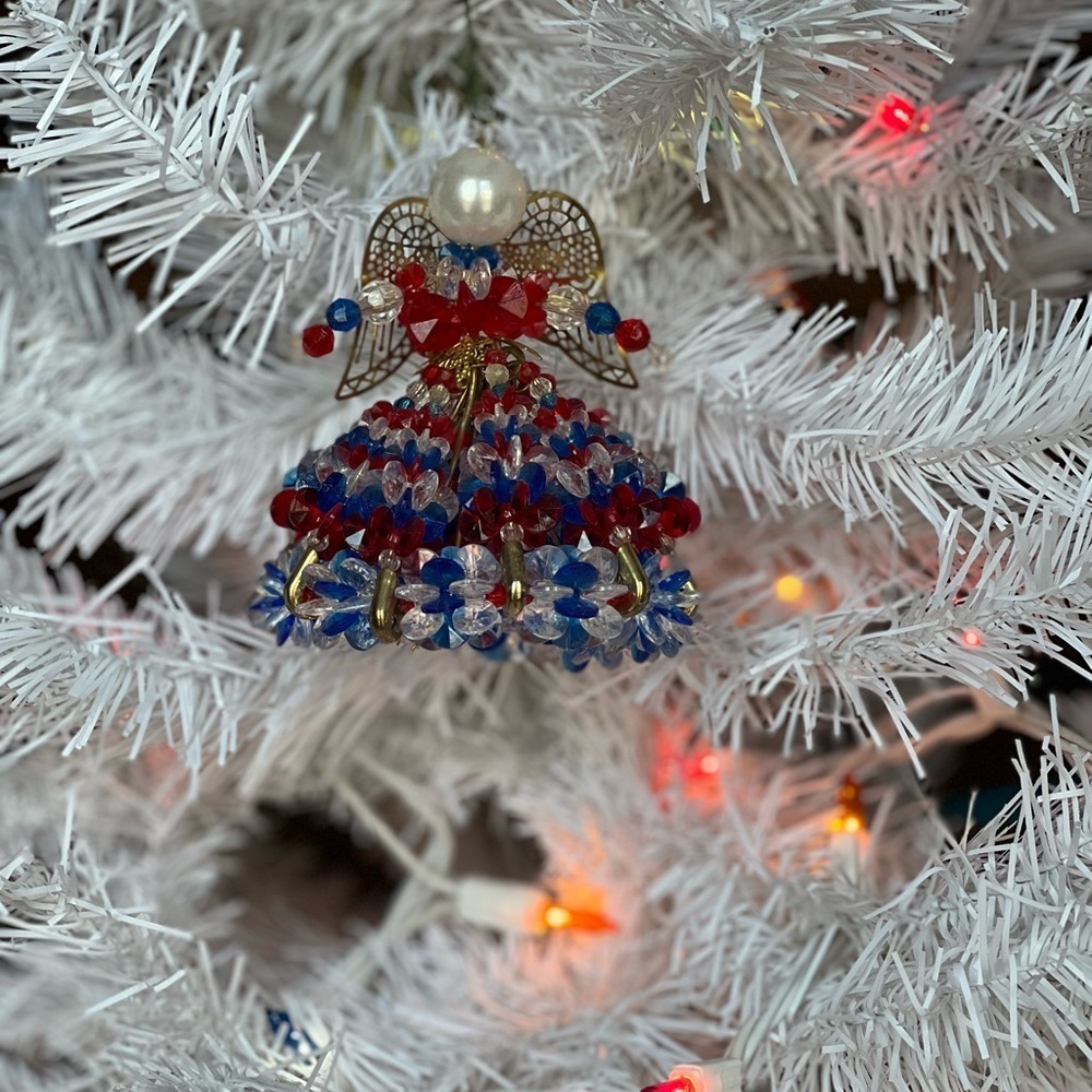 Rare Vintage 1971 Gold Wings Pearl Cherub Christmas Ornament